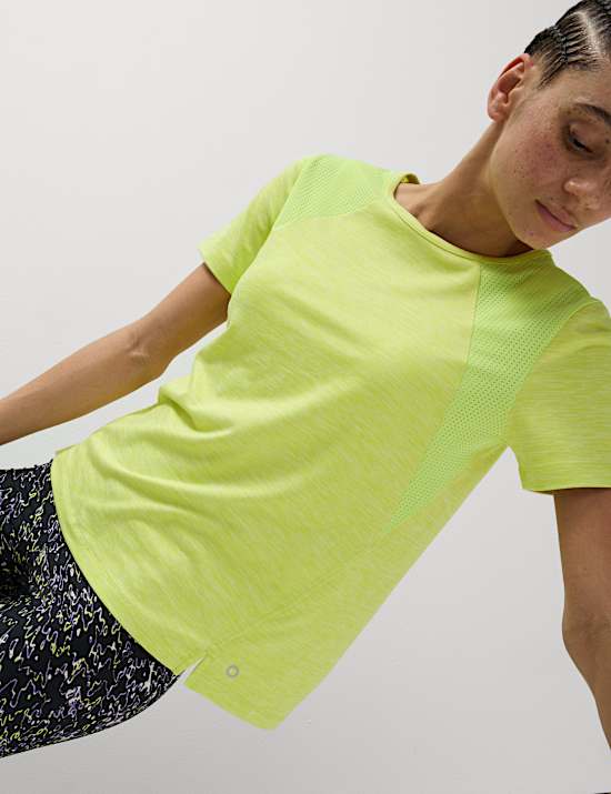 T-shirt coupe d&eacute;contract&eacute;e &agrave; col rond et panneau en filet