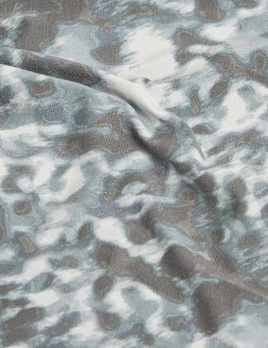 Cotton Blend Printed Tie Front Crop T-Shirt