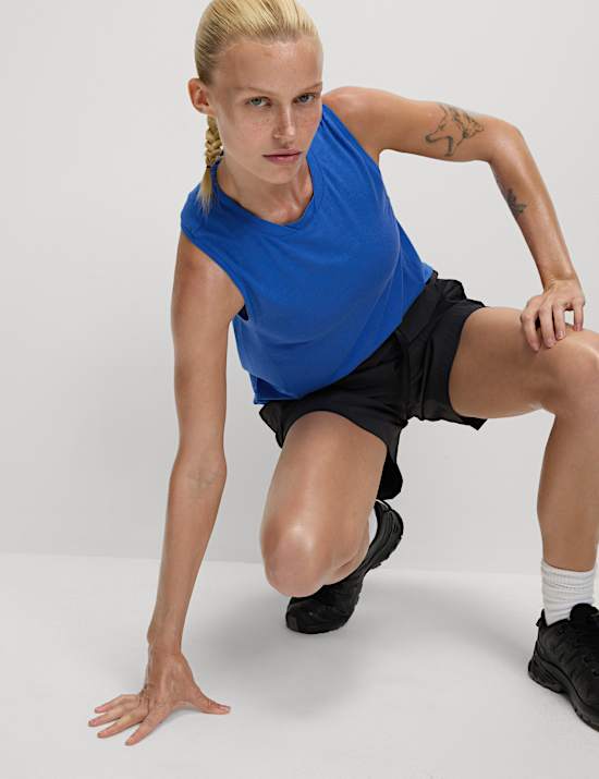 Maillot de corps de randonn&eacute;e coupe d&eacute;contract&eacute;e &agrave; col rond avec laine m&eacute;rinos