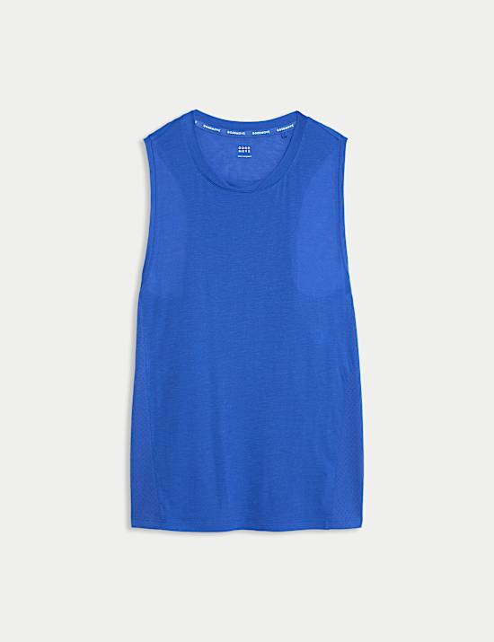 Maillot de corps de randonn&eacute;e coupe d&eacute;contract&eacute;e &agrave; col rond avec laine m&eacute;rinos