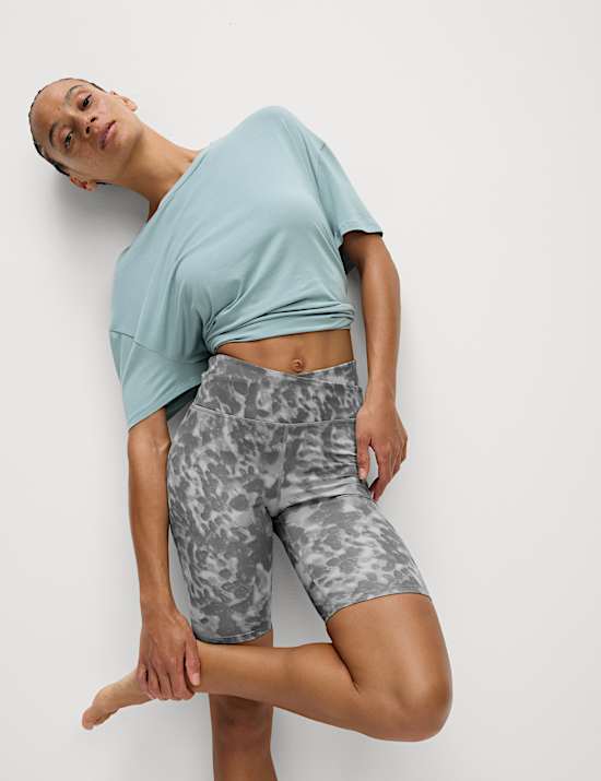 Printed High Waisted Yoga Shorts