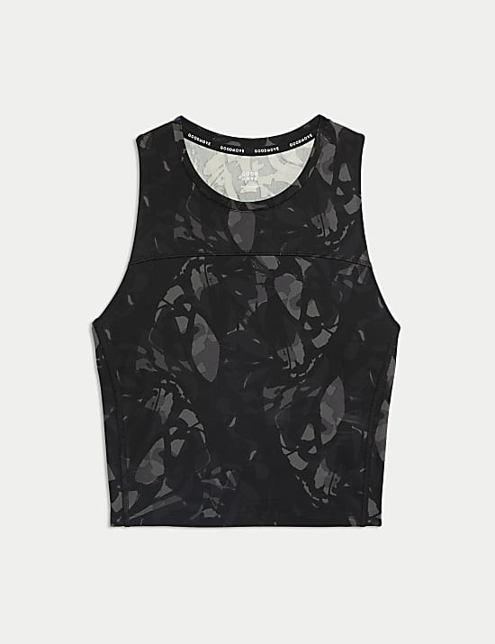 Přil&eacute;hav&yacute; t&iacute;lkov&yacute; top s potiskem a ov&aacute;ln&yacute;m v&yacute;střihem