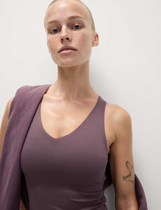 V-Neck Padded Fitted Yoga Crop Vest Top