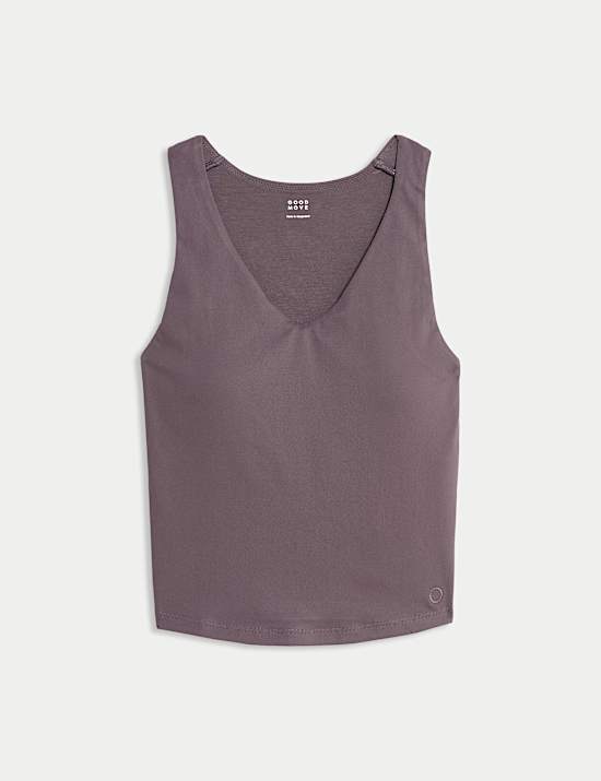 V-Neck Padded Fitted Yoga Crop Vest Top