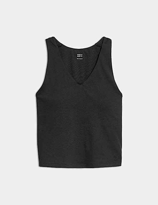 V-Neck Padded Fitted Yoga Crop Vest Top