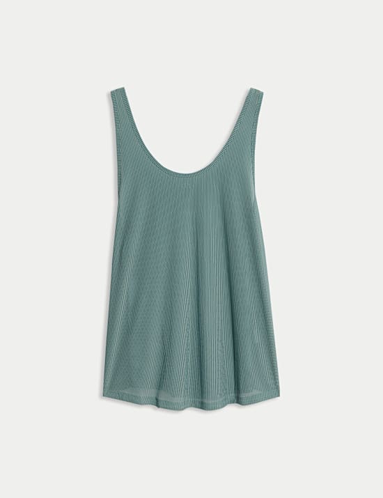 גופיית ריב שקופה בגזרה נינוחה עם צווארון עגול ורחב