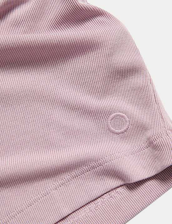 Μπλουζάκι Boxy με Ριμπ Υφάνση και Στρογγυλή Λαιμόκοψη από Modal