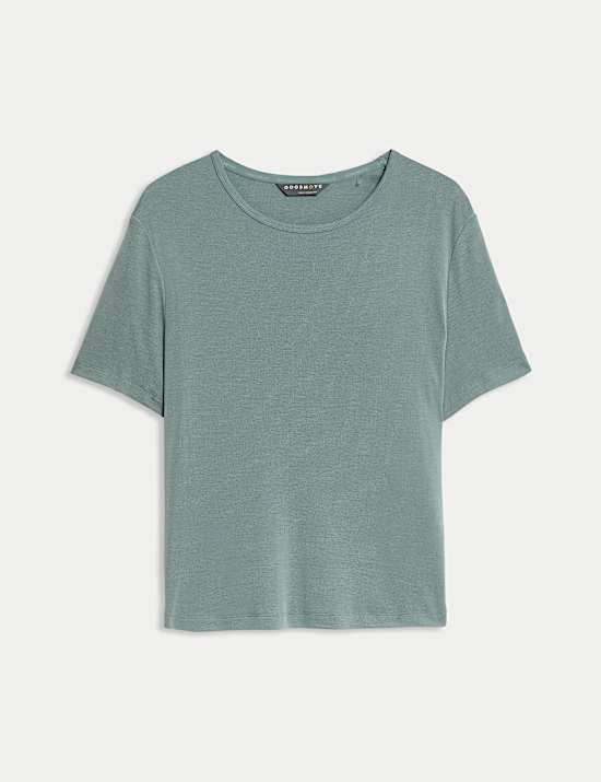 Μπλουζάκι Boxy με Ριμπ Υφάνση και Στρογγυλή Λαιμόκοψη από Modal