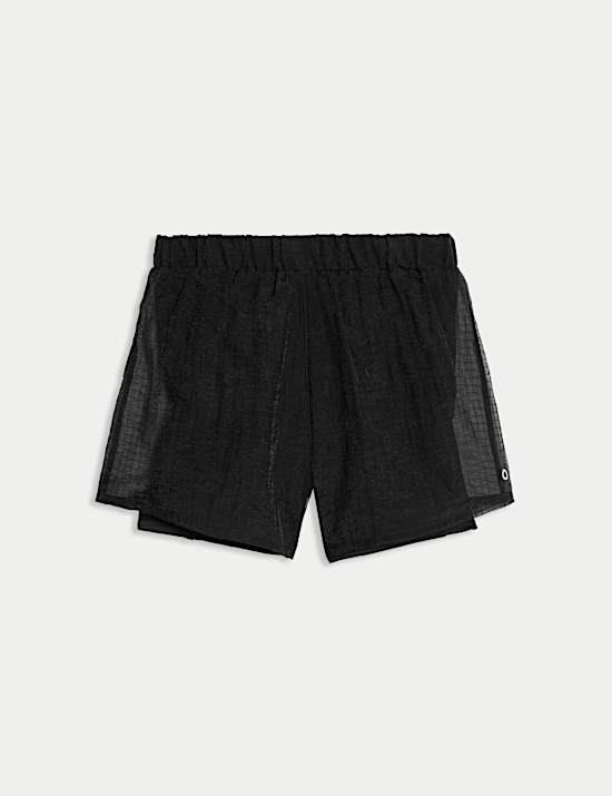 Korte, gelaagde hardloopbroek met hoge taille en structuur