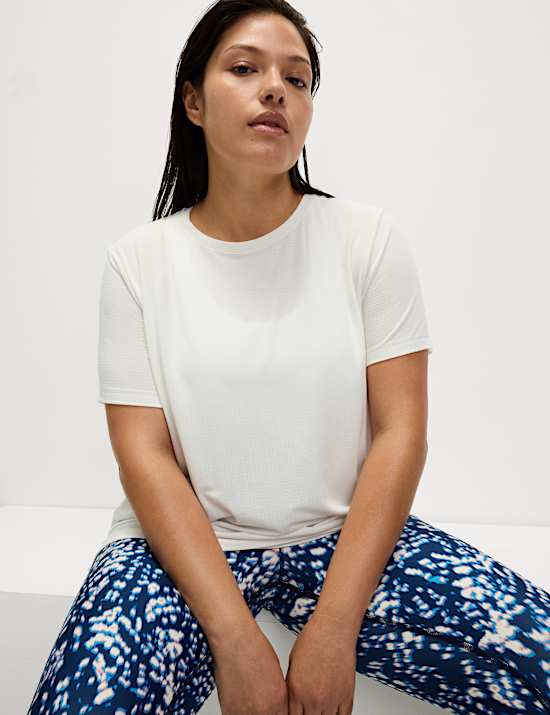 Geborsteld T-shirt met ruime pasvorm en ronde hals