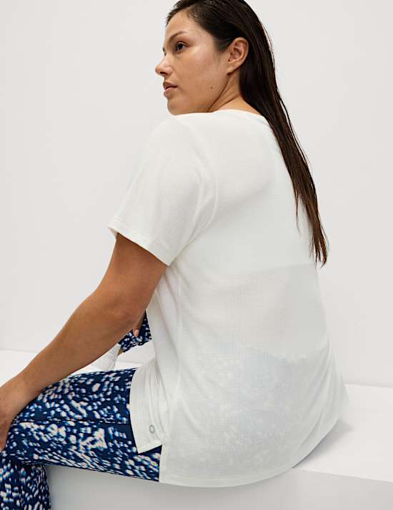 Geborsteld T-shirt met ruime pasvorm en ronde hals