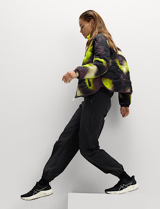 Quilted Printed Funnel Neck Puffer Jacket