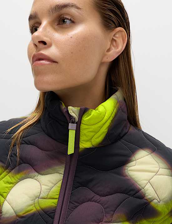 Quilted Printed Funnel Neck Puffer Jacket