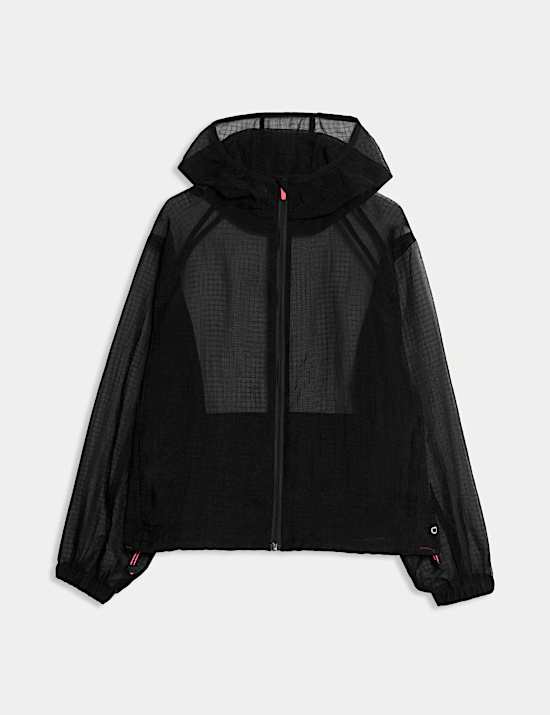 ז'קט ספורט שקוף עם נפח בטקסטורה עם רוכסן מלא