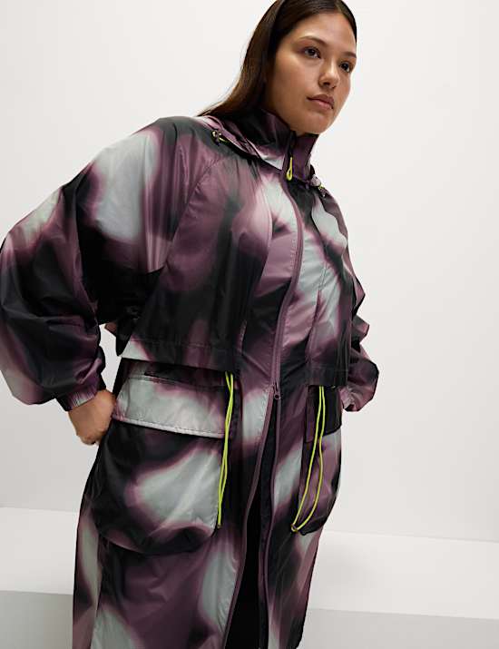 Woven Printed Lightweight Hooded Parka Coat