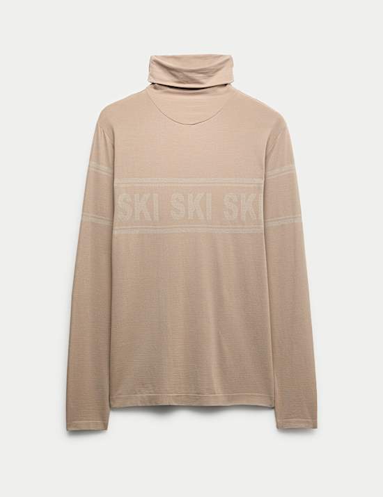 Seamless Ski Base Layer Top with Merino Wool