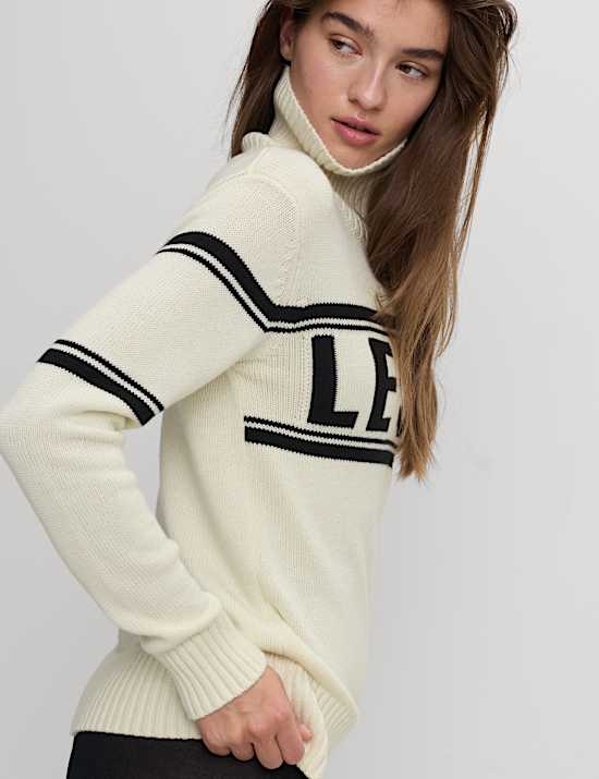 Cotton Rich Slogan Roll Neck Jumper