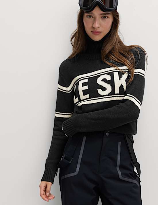 Cotton Rich Slogan Roll Neck Jumper
