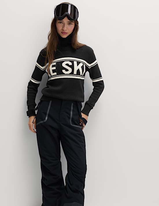 Cotton Rich Slogan Roll Neck Jumper