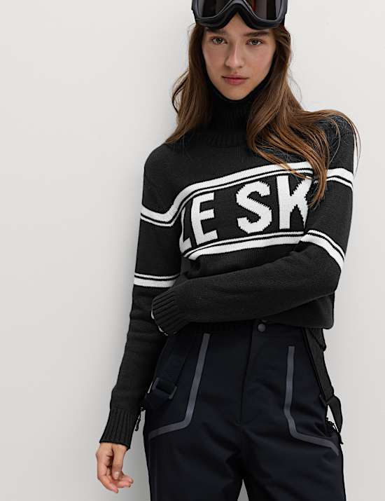 Cotton Rich Slogan Roll Neck Jumper