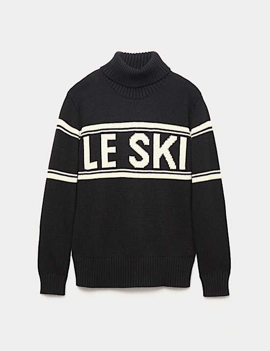 Cotton Rich Slogan Roll Neck Jumper