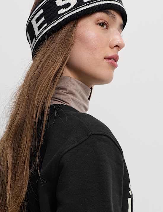 Cotton Rich Slogan Off Piste Crew Neck Relaxed Sweatshirt