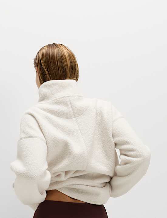 Borg Half Zip Funnel Neck Longline Fleece