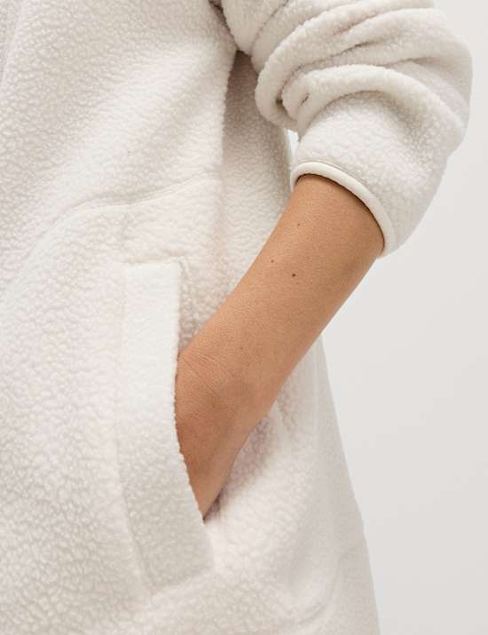 Borg Half Zip Funnel Neck Longline Fleece