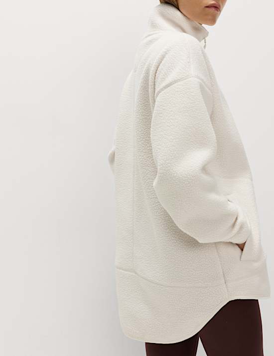 Borg Half Zip Funnel Neck Longline Fleece