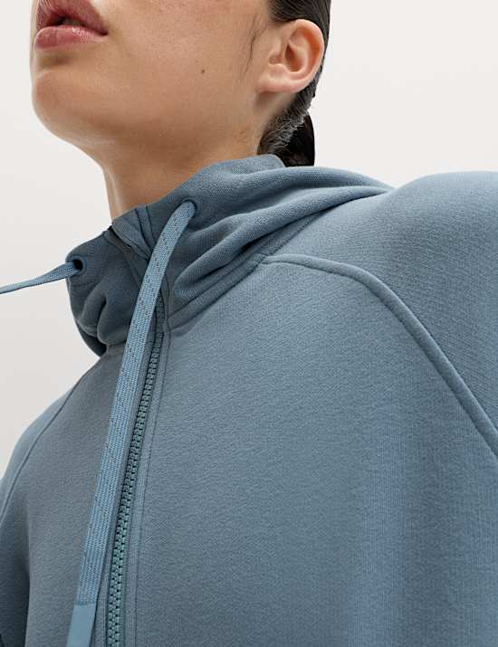 Cotton Rich Zip Up Relaxed Hoodie