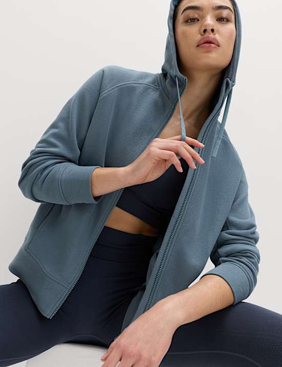 Cotton Rich Zip Up Relaxed Hoodie