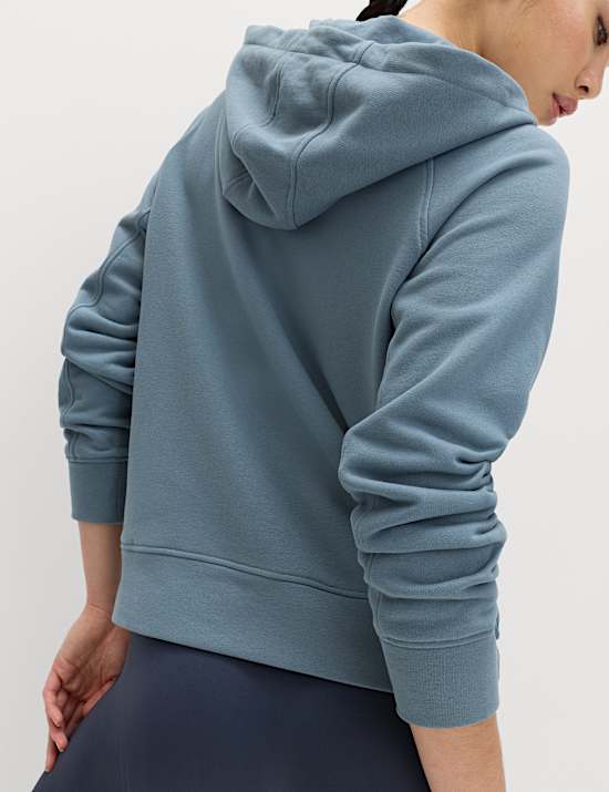 Cotton Rich Zip Up Relaxed Hoodie