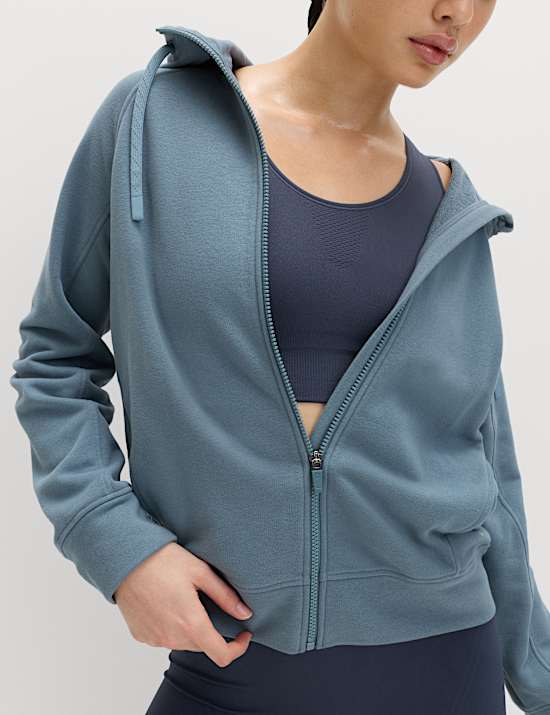 Cotton Rich Zip Up Relaxed Hoodie