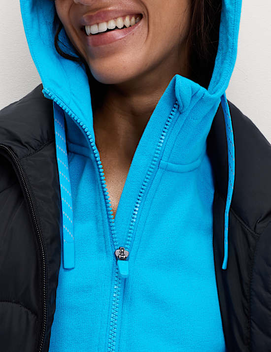 Cotton Rich Zip Up Relaxed Hoodie