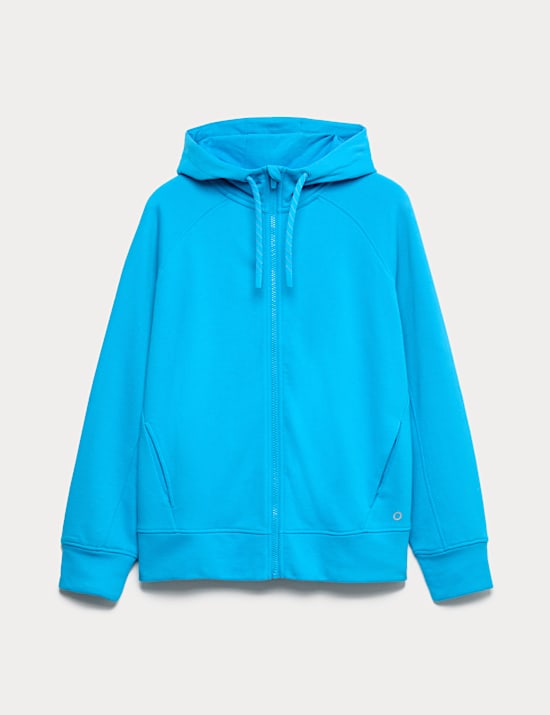 Cotton Rich Zip Up Relaxed Hoodie
