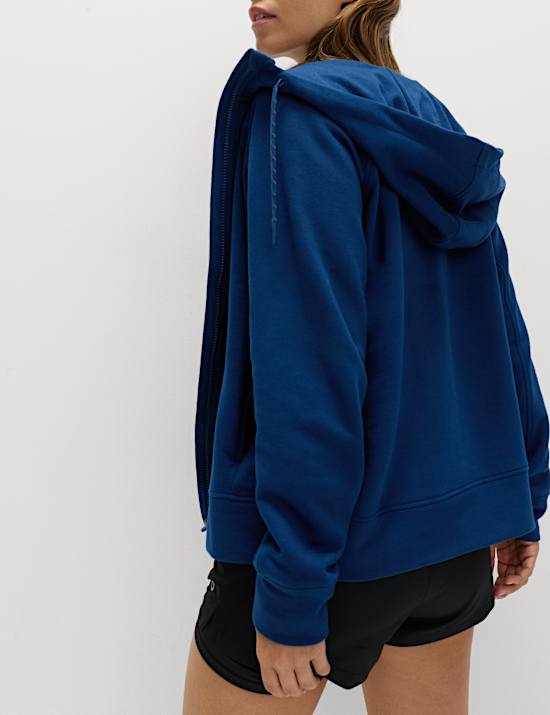 Cotton Rich Zip Up Relaxed Hoodie