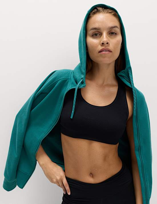 קפוצ'ון בגזרה נוחה מבד עשיר בכותנה עם רוכסן