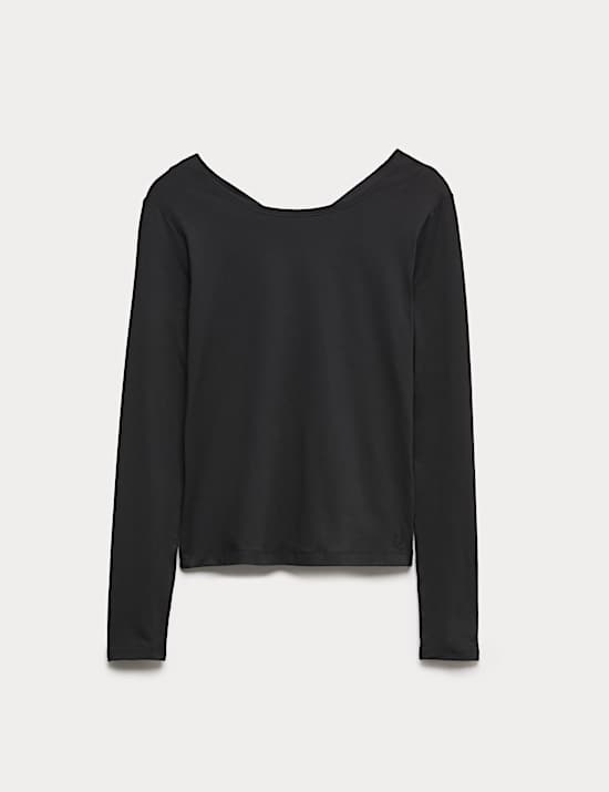 חולצת Go Balance בגזרה צמודה עם מחשוף עגול ורחב וגב פתוח