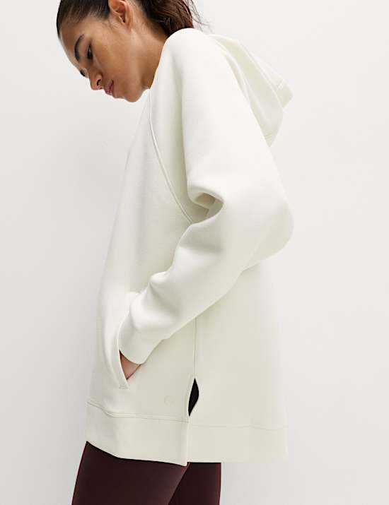 Φούτερ με κουκούλα για γιόγκα σε μακριά χαλαρή γραμμή