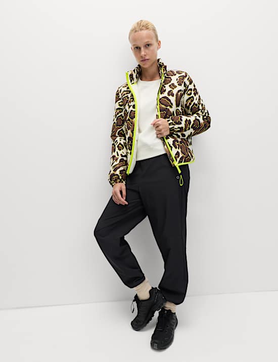 ז'קט מרופד עם צווארון נשפך והדפס