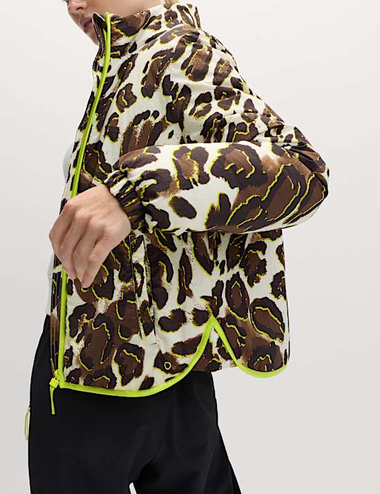 ז'קט מרופד עם צווארון נשפך והדפס