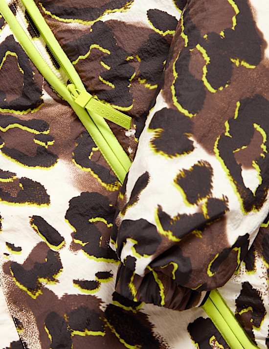 ז'קט מרופד עם צווארון נשפך והדפס