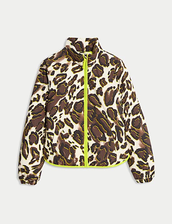 ז'קט מרופד עם צווארון נשפך והדפס