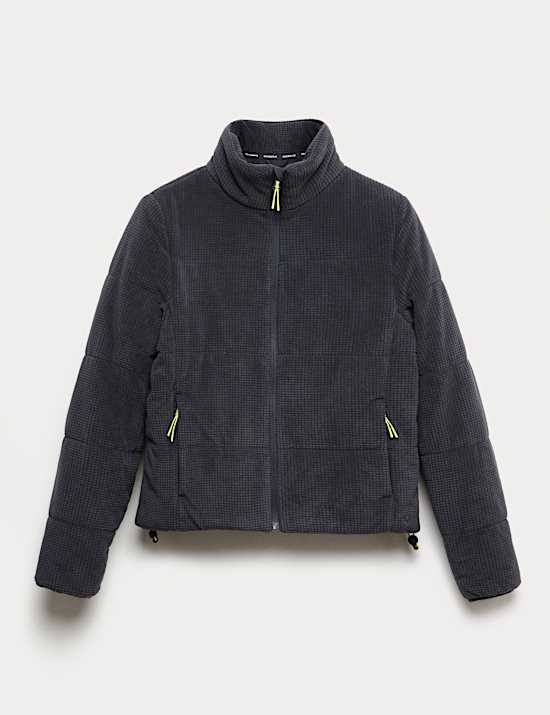 ז'קט מרופד בטקסטורה עם צווארון נשפך