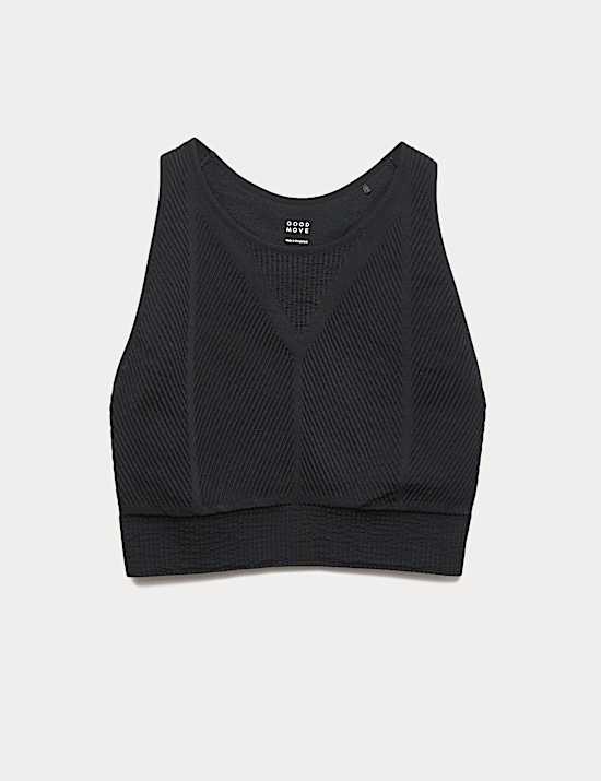 קרופ טופ ריב ללא תפרים עם צווארון עגול ורחב