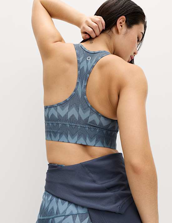 Go Train Printed Medium Support Racer Back Crop Top