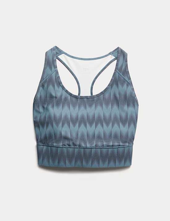 Go Train Printed Medium Support Racer Back Crop Top