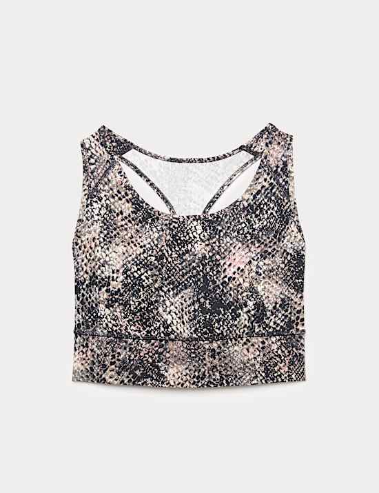 Go Train Printed Medium Support Racer Back Crop Top