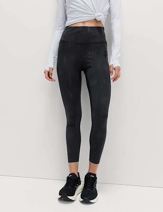 Go Move Printed Reflective High Waisted 7/8 Gym Leggings