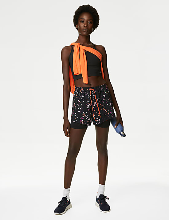 Woven Printed Layered Running Shorts